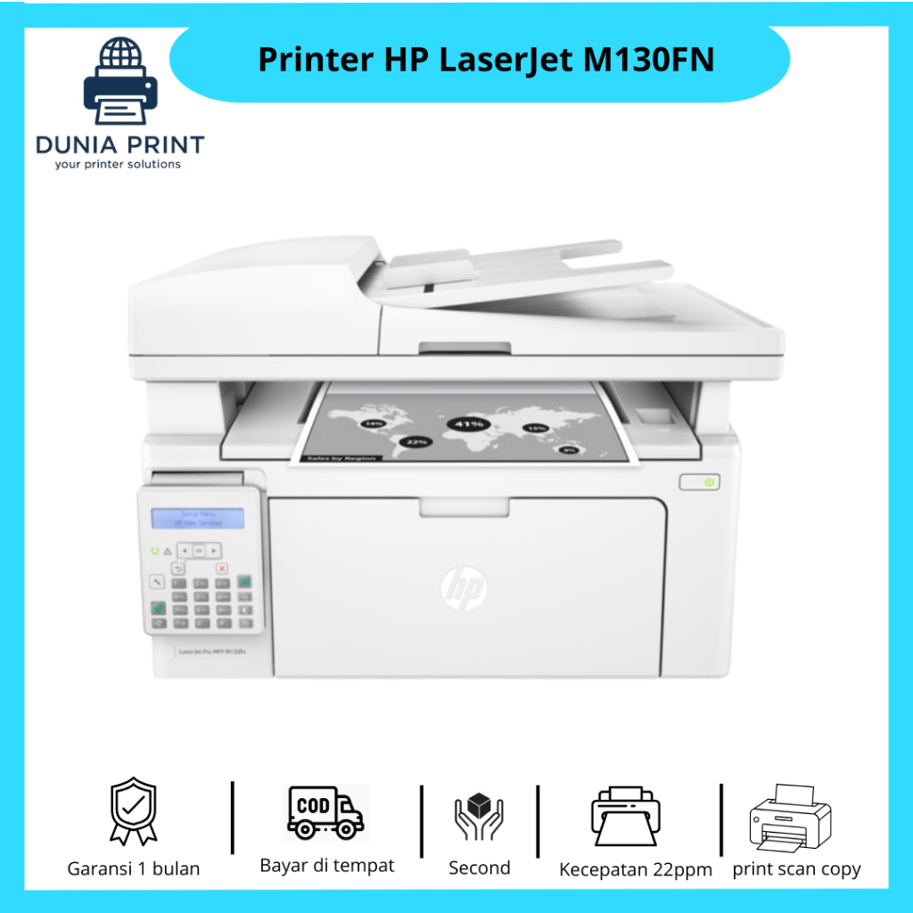 Printer Hp LaserJet M130fn Bekas scan copy f4