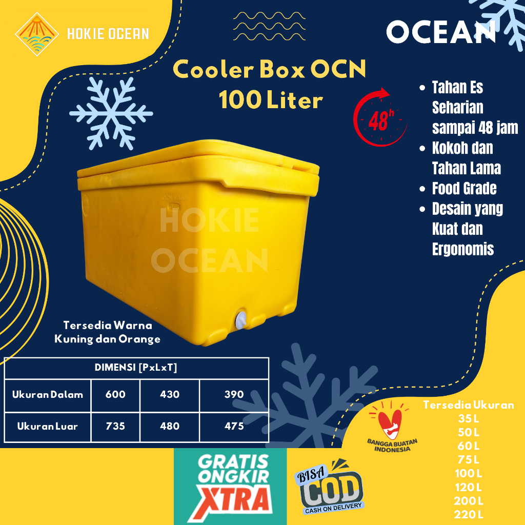 Cooler box OCEAN 100 Liter Cool Box Es Ikan Fiber