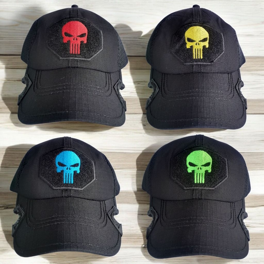 Topi Tactical Coak Hitam Logo Berwarna Terbaru - Topi Tactical Coak Punisher - Topi Tactical Hitam -