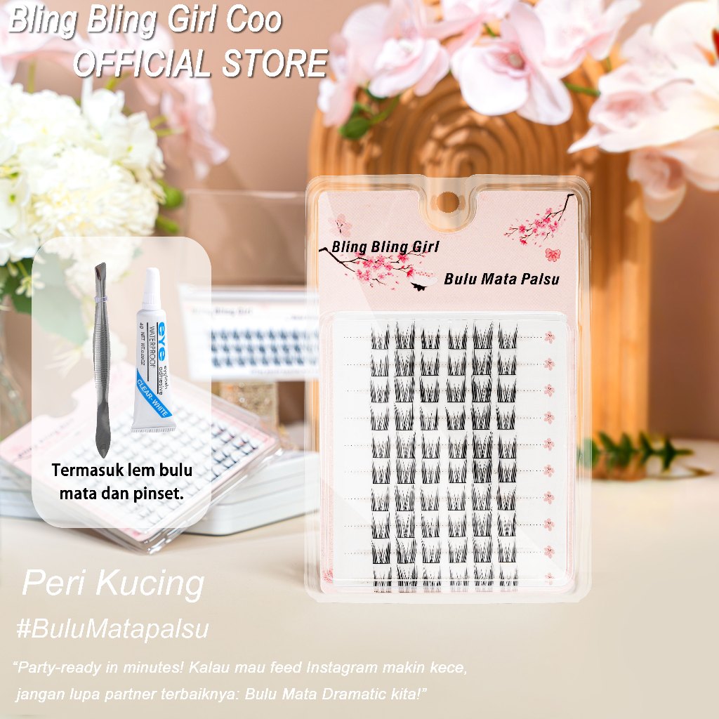 Bling Bling Girl Peri Kucing Bulu Mata Palsu Natural Mink 10 Baris Kapasitas Besar