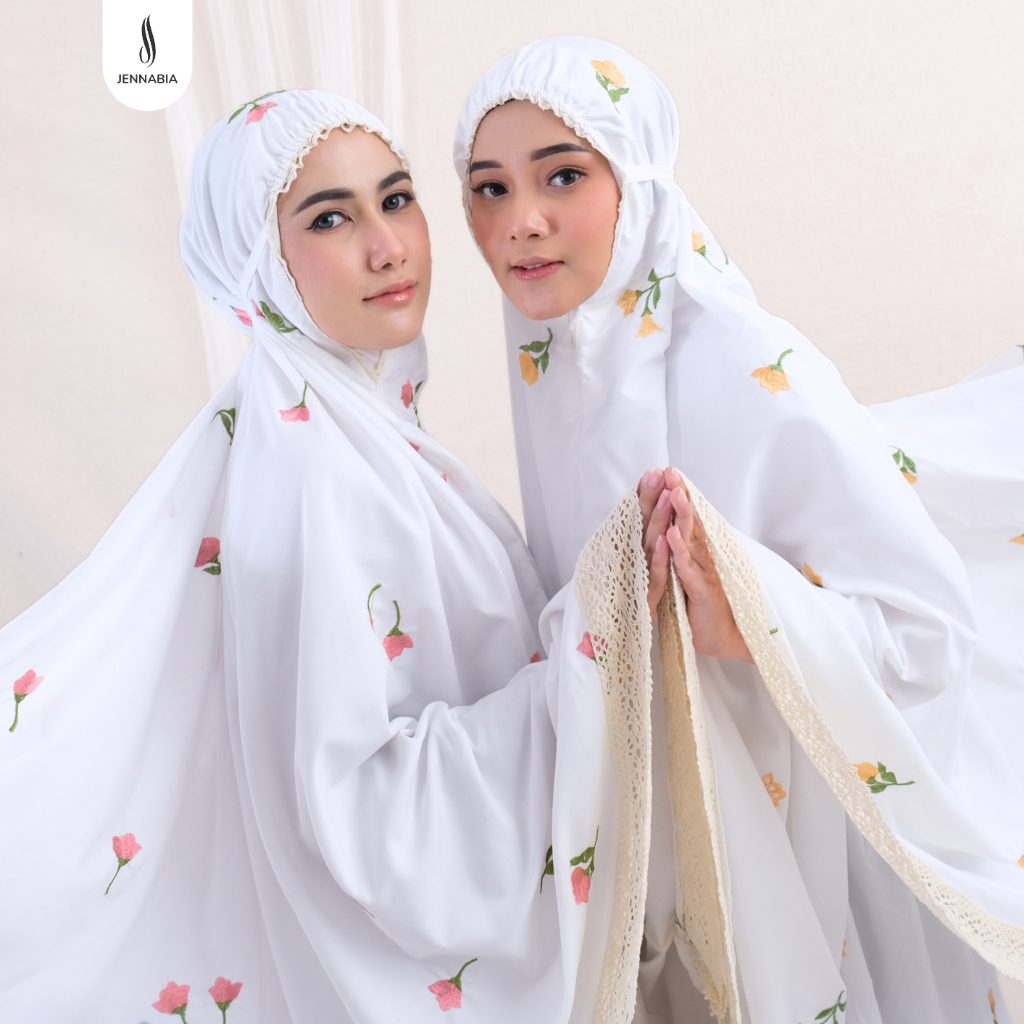 JENNABIA - Mukena Katun Bordir Dewasa Premium Bunga Alamanda