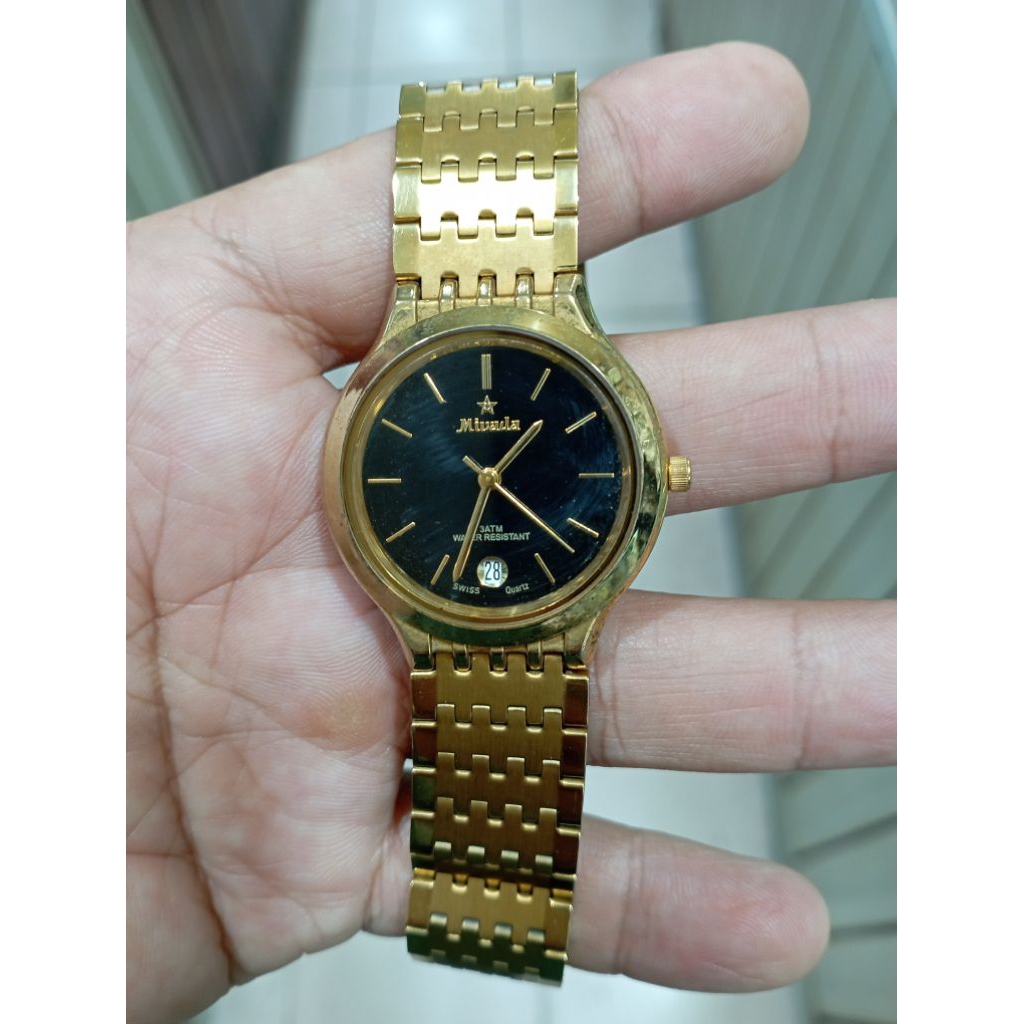 jam tangan pria quartz mivadaa klasik gold stenlis steel fashionable klasik