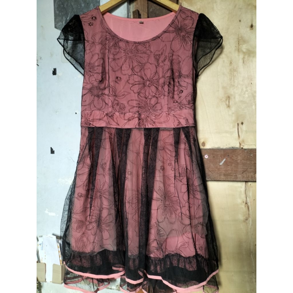 dress tutu tile bunga flower floral vintage mewah premium elegant korea top atasan blouse rok skirt 