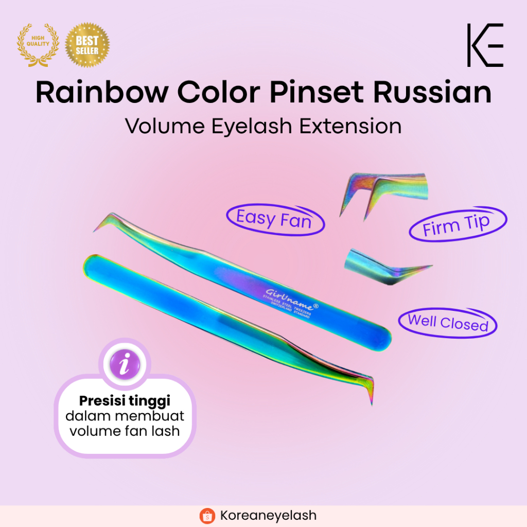 Rainbow Color Pinset Russian Volume Eyelash Extension | Volume Super Rapat