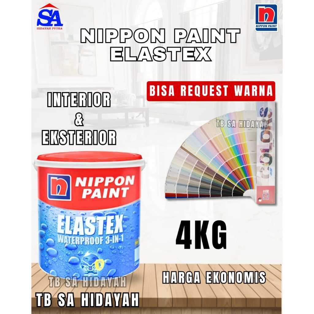 Cat Nippon Paint Elastex Waterproof 4kg Ready Semua Warna / Cat Waterproofing Nippon paint Elastex 4