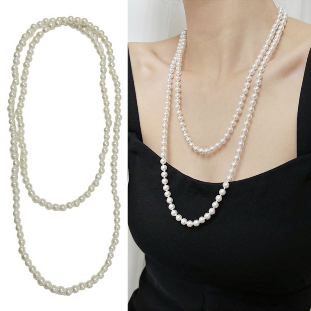 Kalung Mutiara Hijab 2 Layer - Kalung Fashion