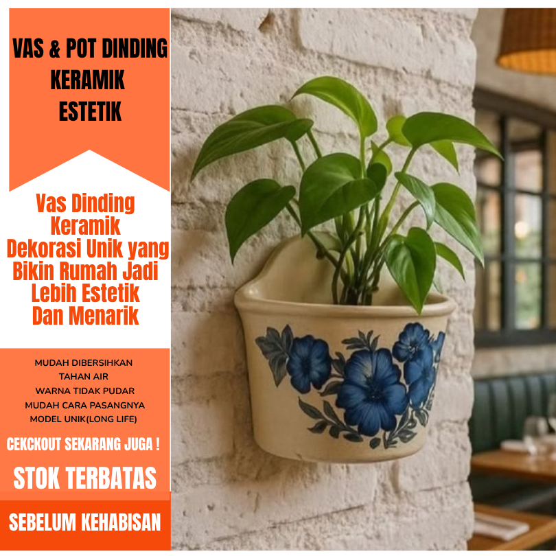 vas  pot keramik tempel dinding