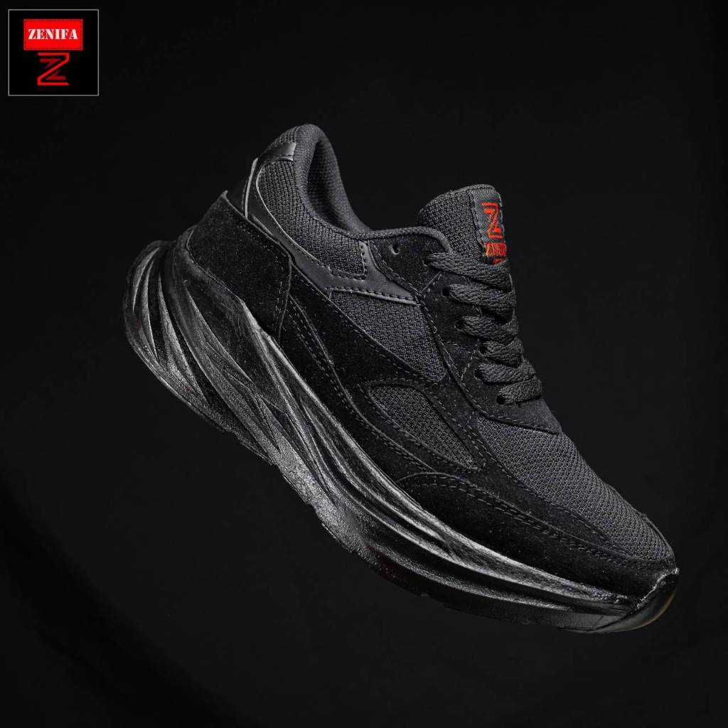 Sepatu Sneakers Pria Casual Full Hitam Suede Size 39-44