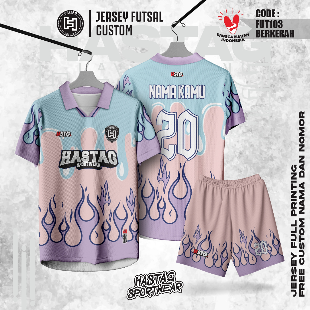 Jersey Futsal Bola BERKERAH Full Printing Bahan Dryfit Nike HSTG103