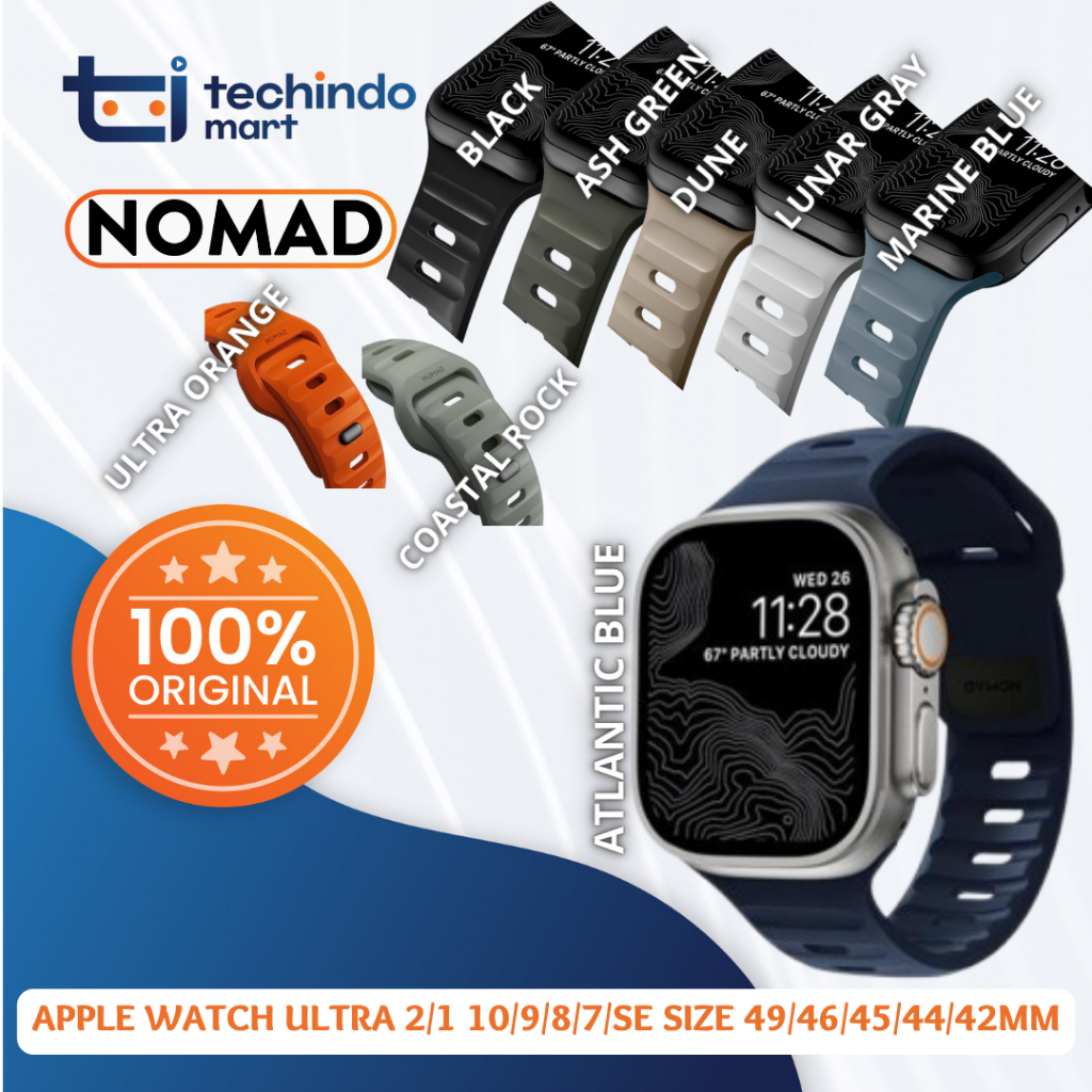 Strap Apple Watch Ultra 2 10/9/8/7/SE 49/46/45/44/42 Nomad Sport Rubber Soft Band