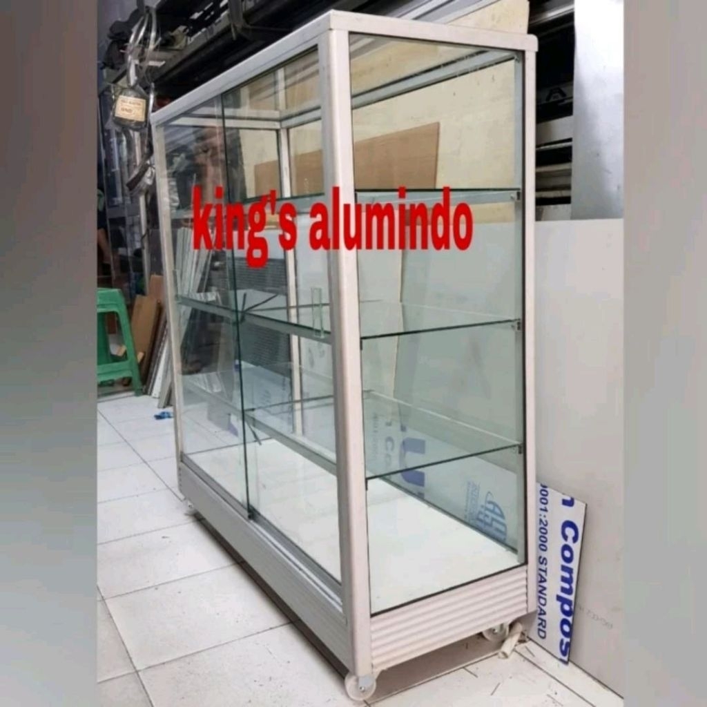 Etalase / etalase 1,2 meter / etalase aluminium kaca full 5mm / etalase kaca aluminum