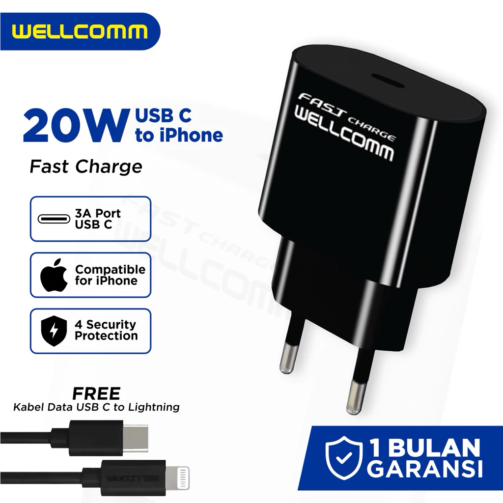 Wellcomm Wall Charger iPhone 20W Fast Charge Single