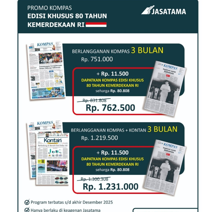 KORAN KOMPAS REGULER BUNDLING 80 TH RI