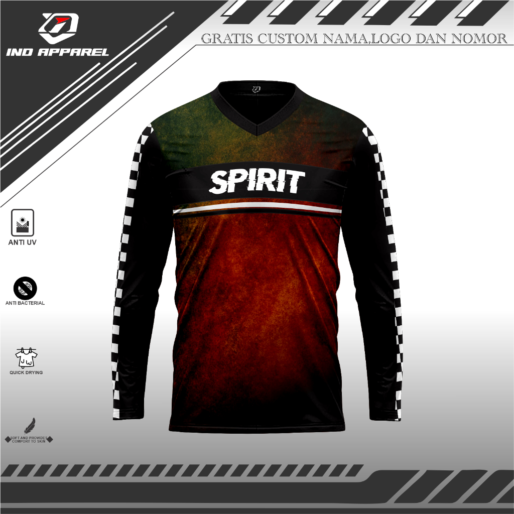 Jersey sepeda mtb motocross lengan panjang ind spirit