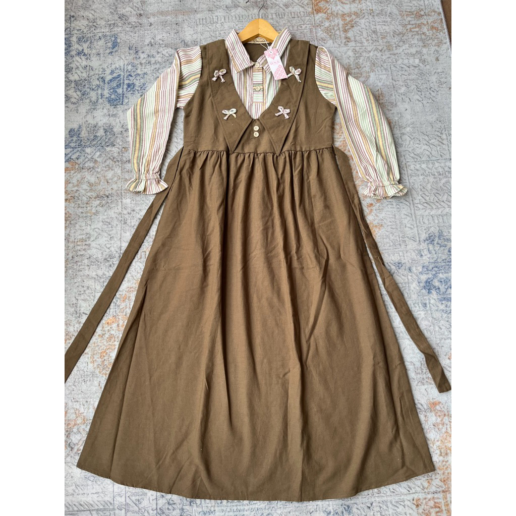 gamis salur triset  anak peremuan /gamis katun TRISET