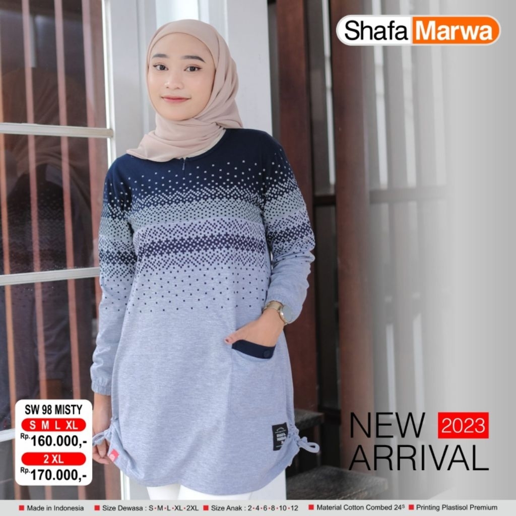 Shafa Marwa Atasan Kaos Wanita & Cowok/ Tunik kaos/ Kaos adem / Gamis Kaos