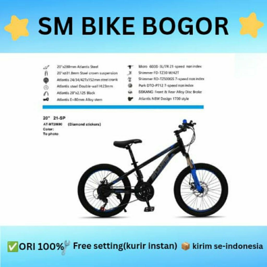 Sepeda Gunung / Mtb 20 inch Atlantis 690 7 speed