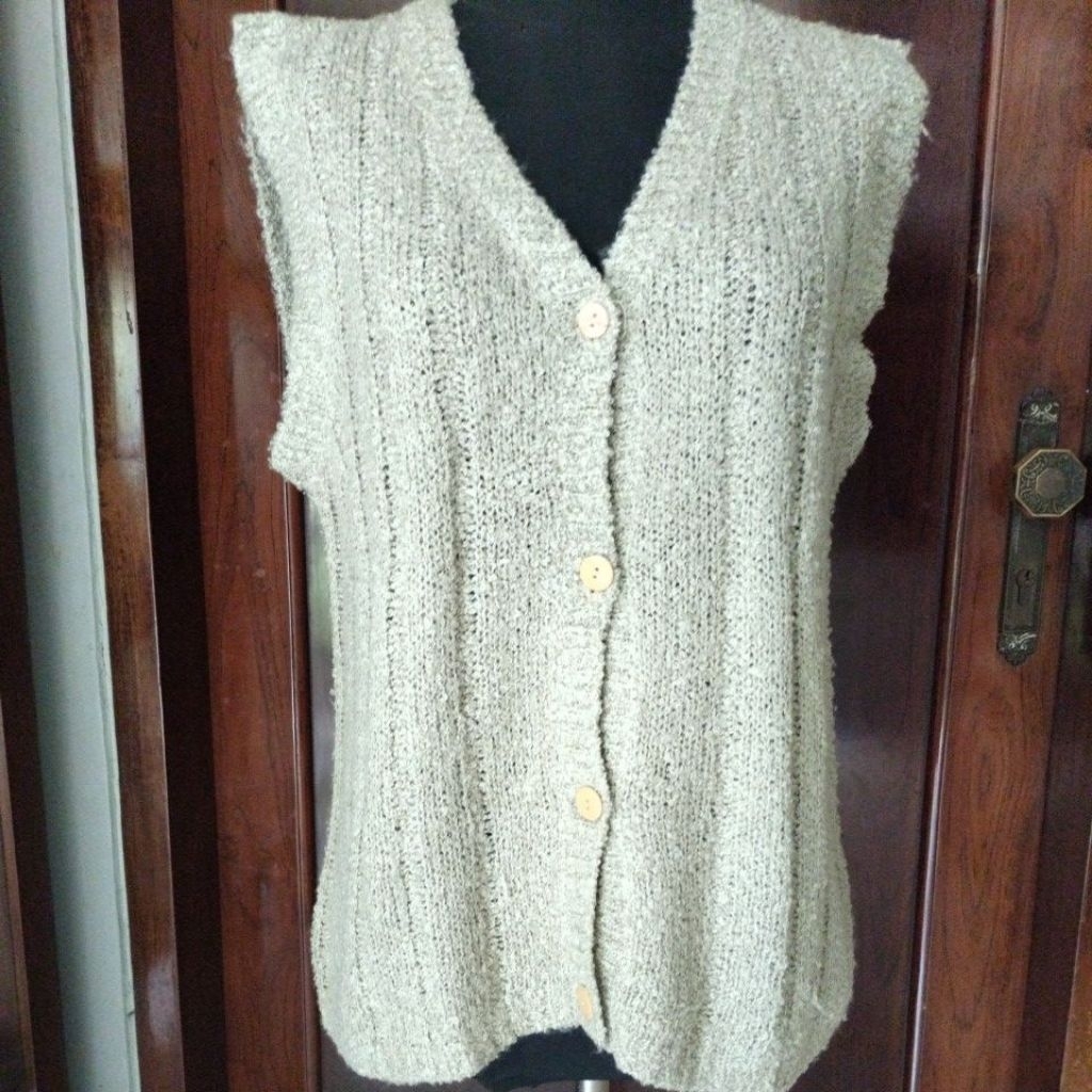 Atasan Wanita Rompi Vest Rajut Cream