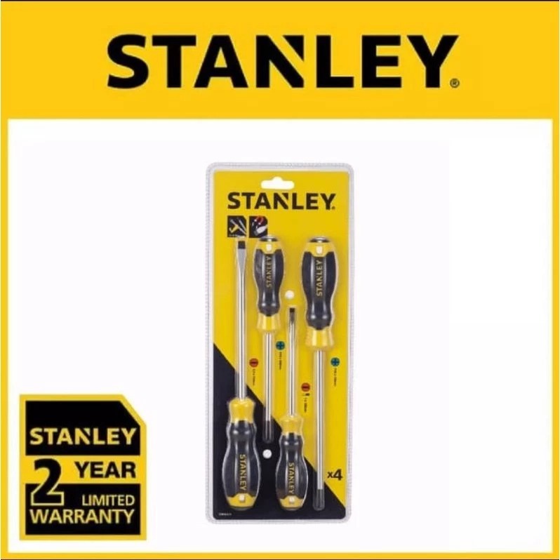 Obeng set 4pcs STANLEY/obeng plus minus set STANLEY/obeng STANLEY heavy duty grip 4pcs