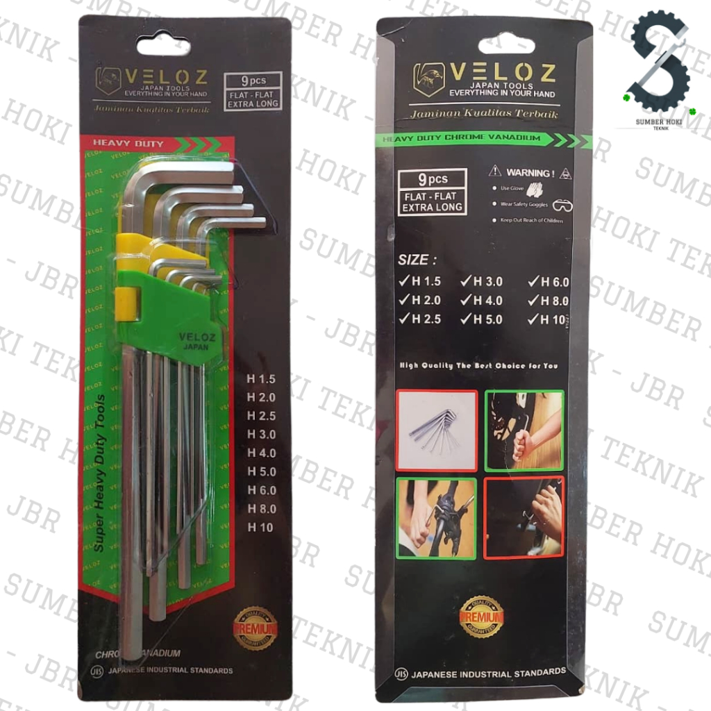 Kunci L SET 9 pcs Short VELOZ, Kunci L SET 9 pcs Extra Long VELOZ. 9 pcs FLAT-FLAT Set Matt Surface 