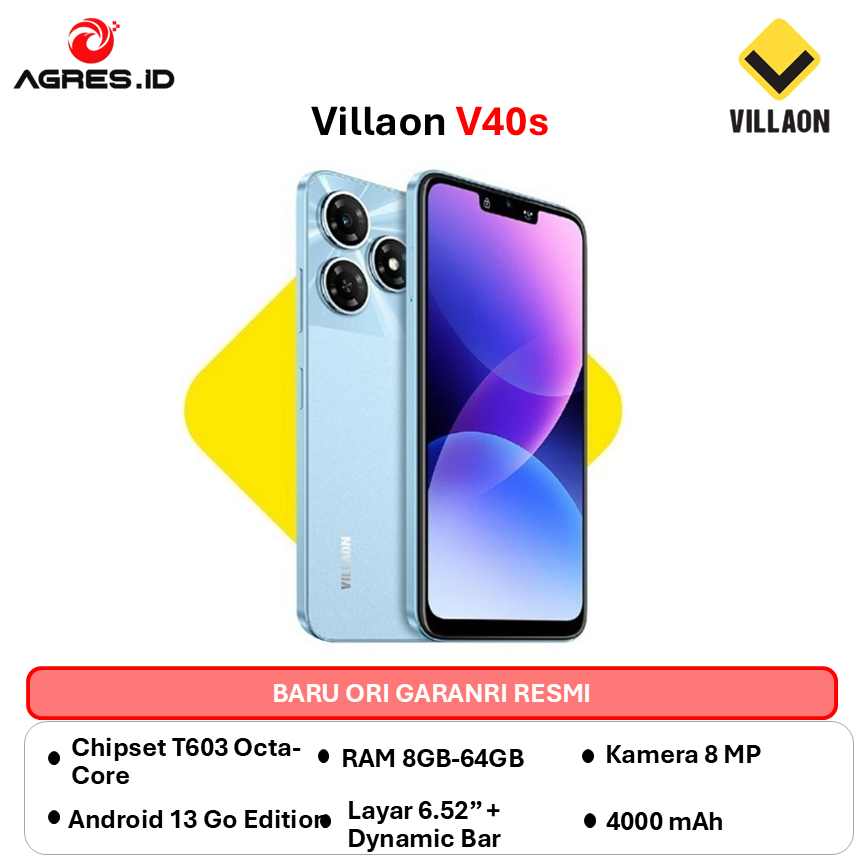 NEW - Villaon V40s RAM 4/64GB -  8/64GB - Aurora Blue