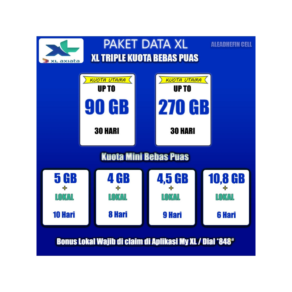 Paket Data XL Bebas Puas Bulanan dan Harian XL Triple Kuota