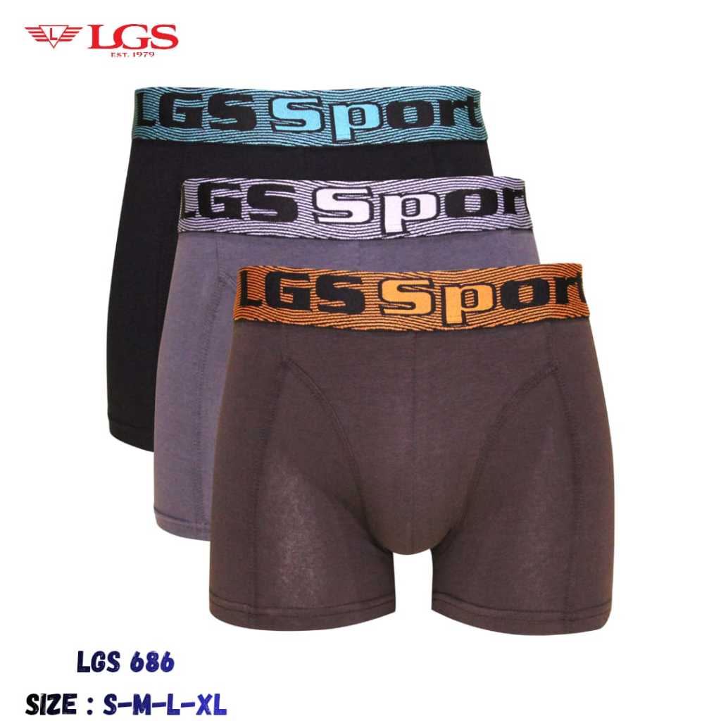 PROMO CELANA DALAM BOXER LGS SPORT BAHAN KATUN LGS 686 ISI 3
