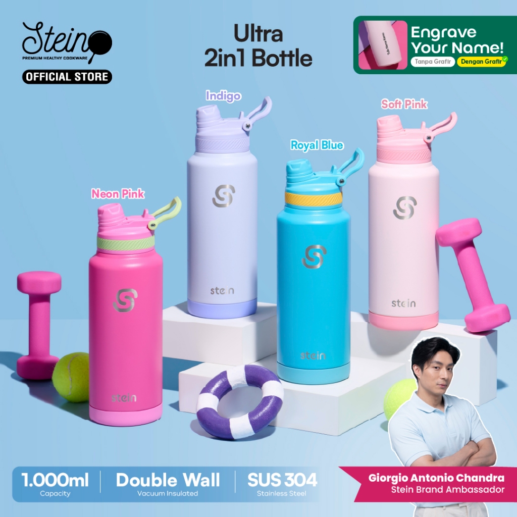 Stein Tumbler Ultra Bottle 2in1 1000ml - Botol Minum Dua Fungsi 1 Liter