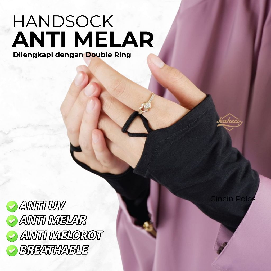 Handsock Manset Muslimah Wanita Panjang Daily Basic Cincin Polos Premium Kaheci
