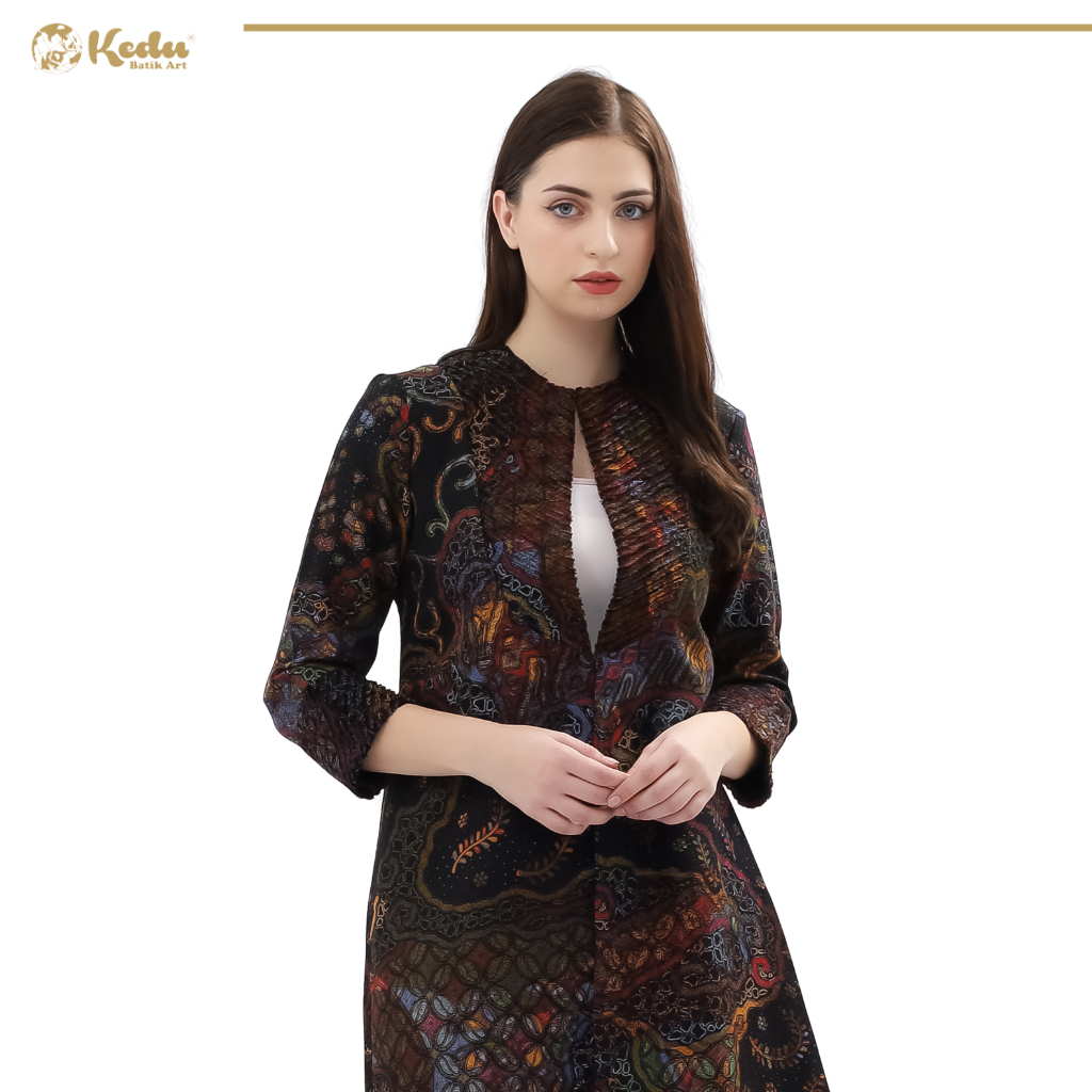 Kedu Batik – Outer Batik Wanita Dobby KEENAN Hitam Outer Bulu Wanita Formal