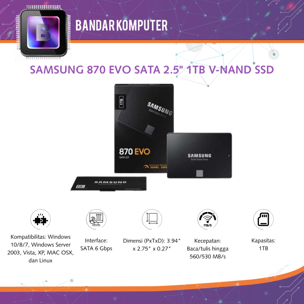 SAMSUNG 870 EVO SATA 2.5" 1TB V-NAND SSD
