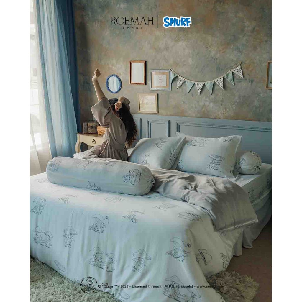 Roemah Sprei Prive - Smurf Bedcover set (little dreamer)