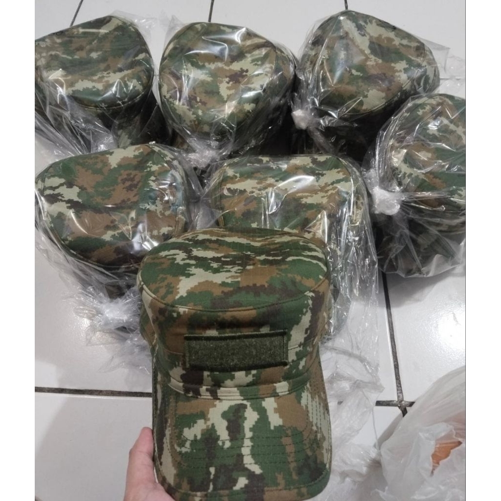 topi pet pdl tni ad loreng sage green bahan sritex | topi pet loreng terbaru