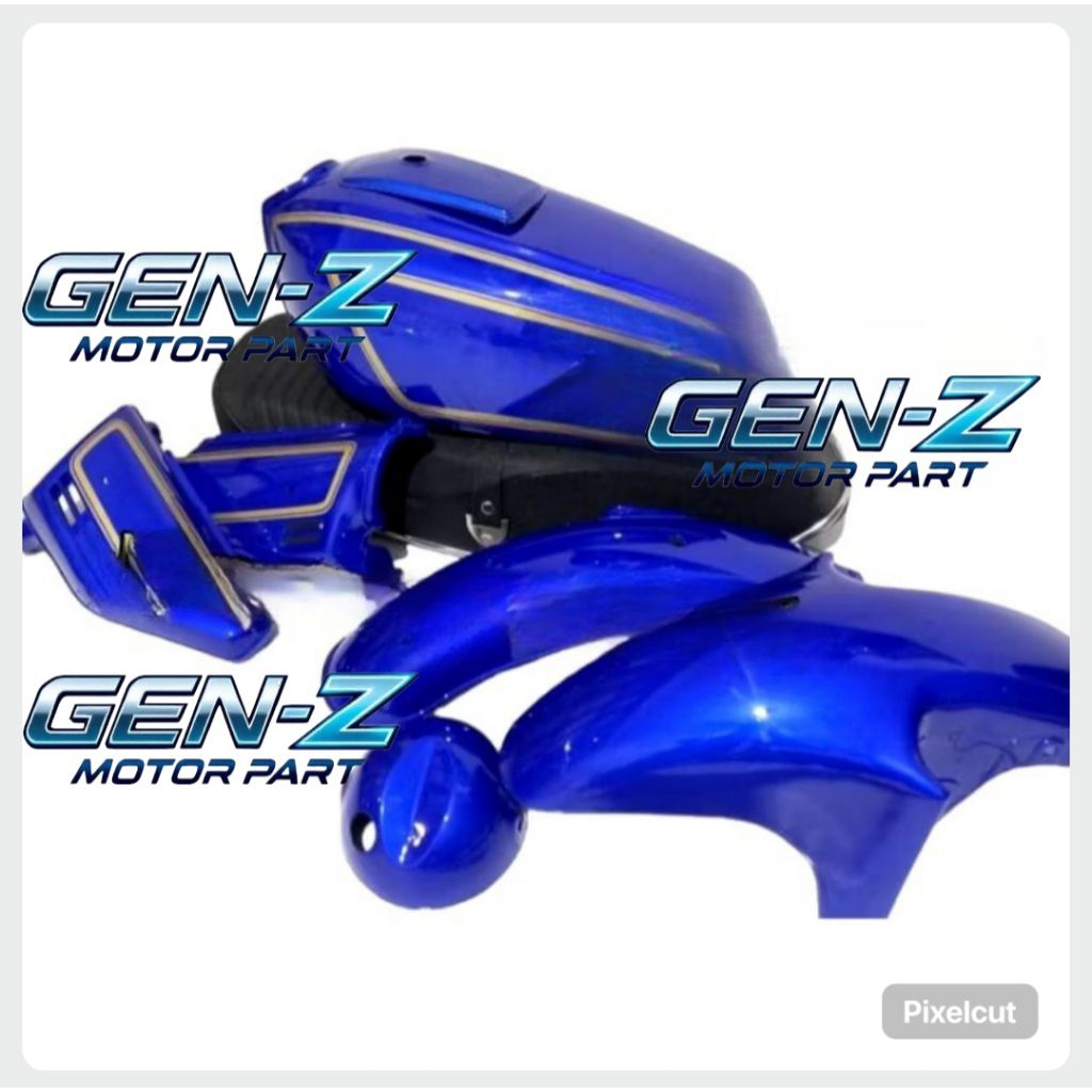 PAKET TANGKI TENGKI GL 100 SET STRIPING COVER TUTUP TANGKI JOK SPAKBOR DEPAN BELAKANG BOK AKI BATOK 