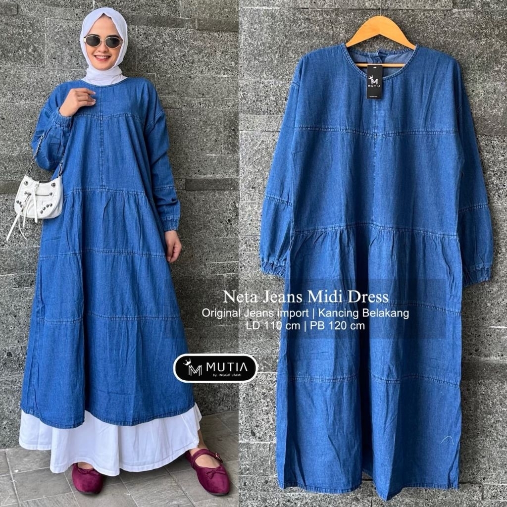 NETA JEANS MIDI DRESS (JEANS JUMBO IMPORT) ORI MUTIA