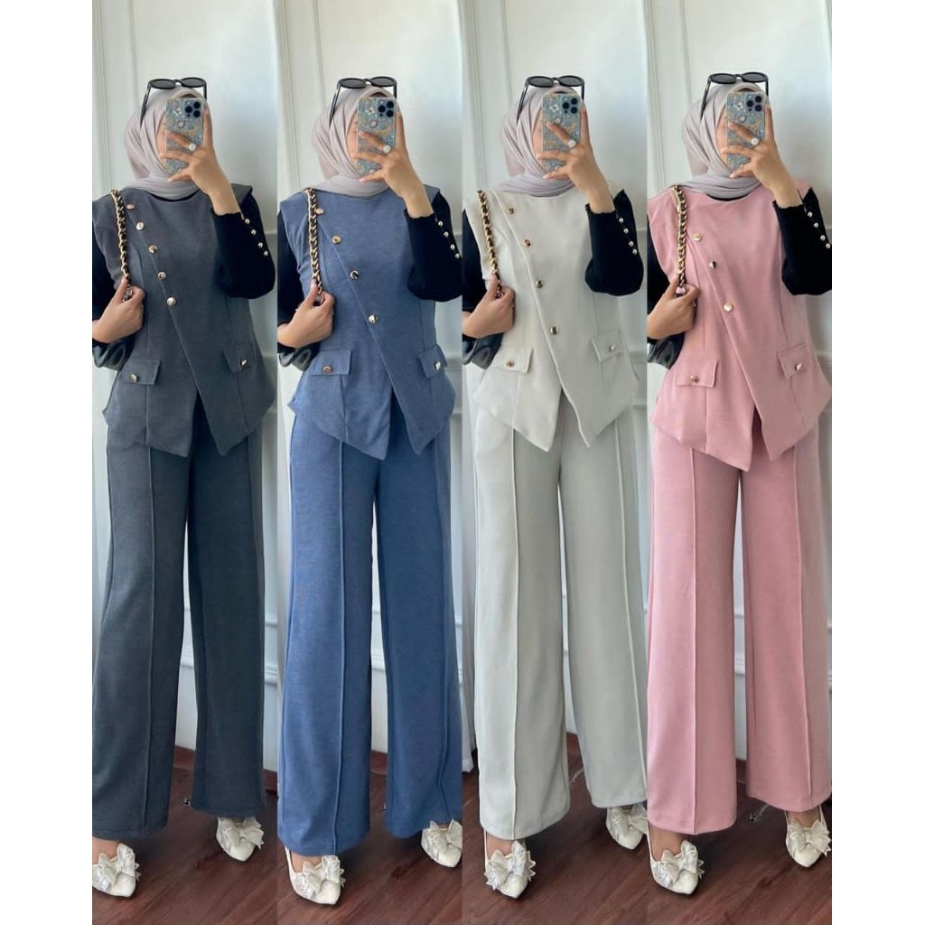 SET CELANA VEST TANPA INNER BAHAN KNIT IMPORT