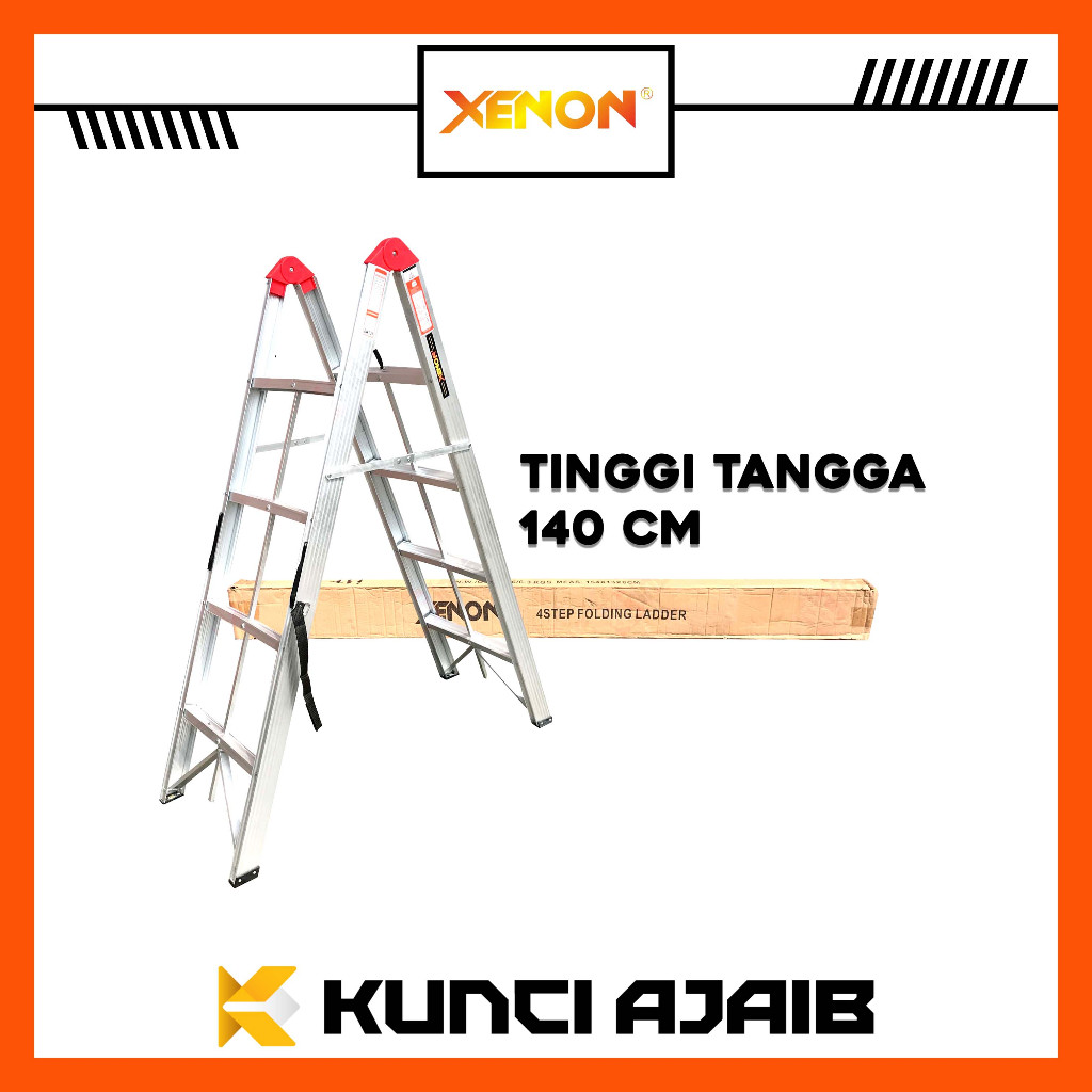 XENON Tangga Lipat Stick ALUMUNIUM 4 Step - Tangga Lipat Rumah Ladder