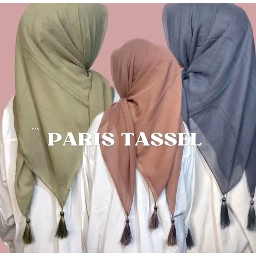 Hijab Segi Empat Paris Tasel Premium || Hijab Paris Tasel