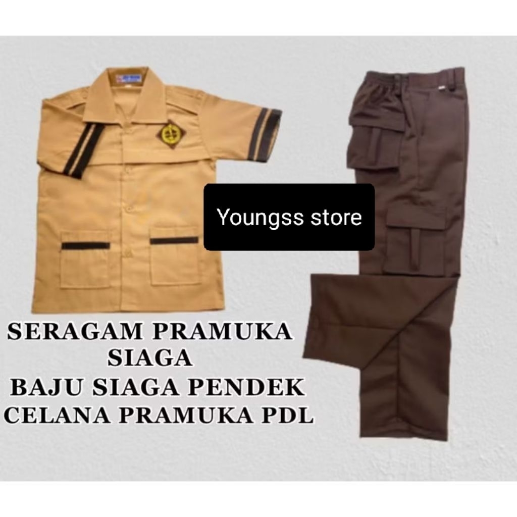 Setelan Baju Pramuka list pendek + celana Pramuka pdl SD // Setelan Pramuka list pdk + clana pdl pjg