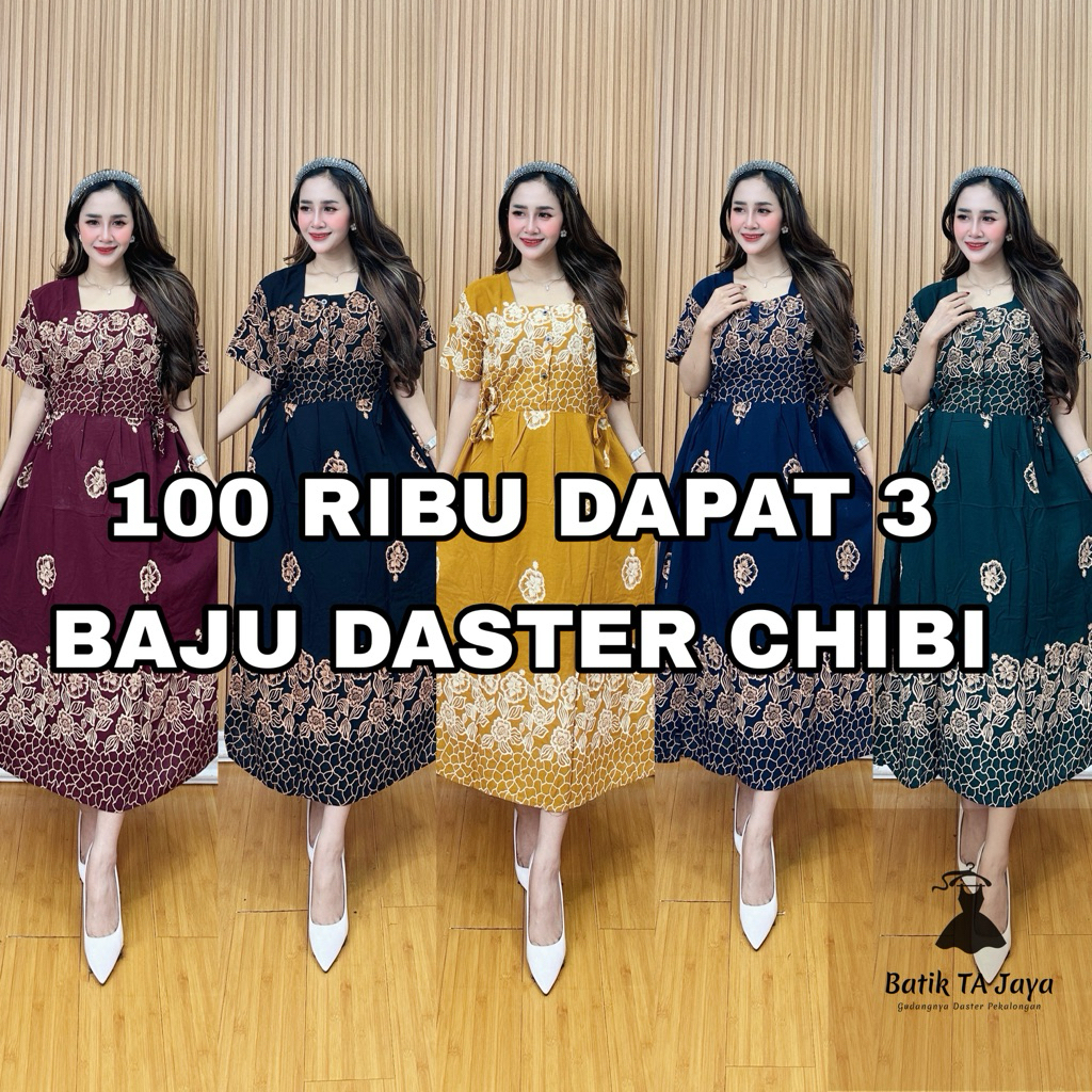 100 DAPAT 3 BAJU DASTER TALI CHIBI MOTIF BUNGA SEPATU // DASTER RAYON KEKINIAN // DASTER RAYON BUSUI