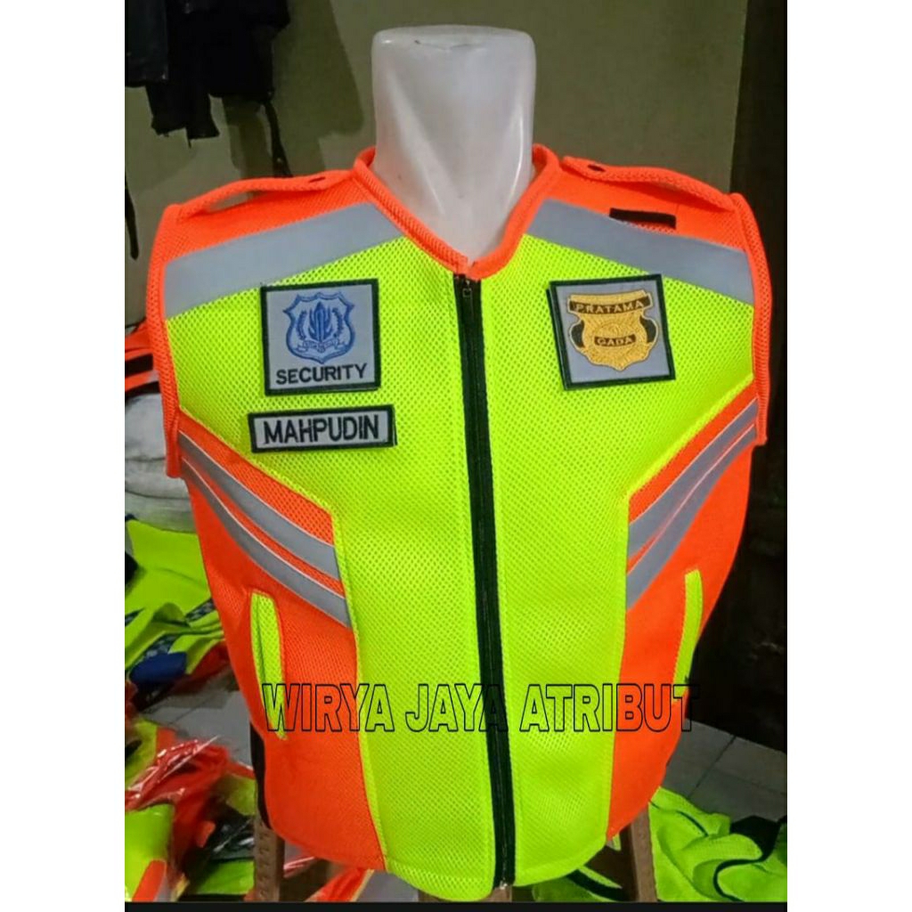 Rompi Security Orange Rompi Satpam Doublemesh Tebal