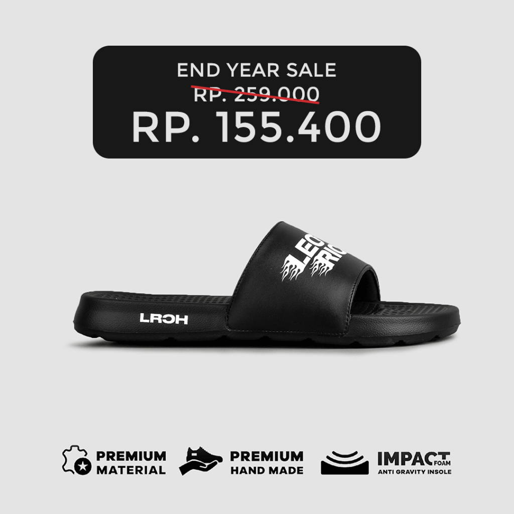 LEO RICHIE - Sandal Pria Wanita Widipa Slides Black / White