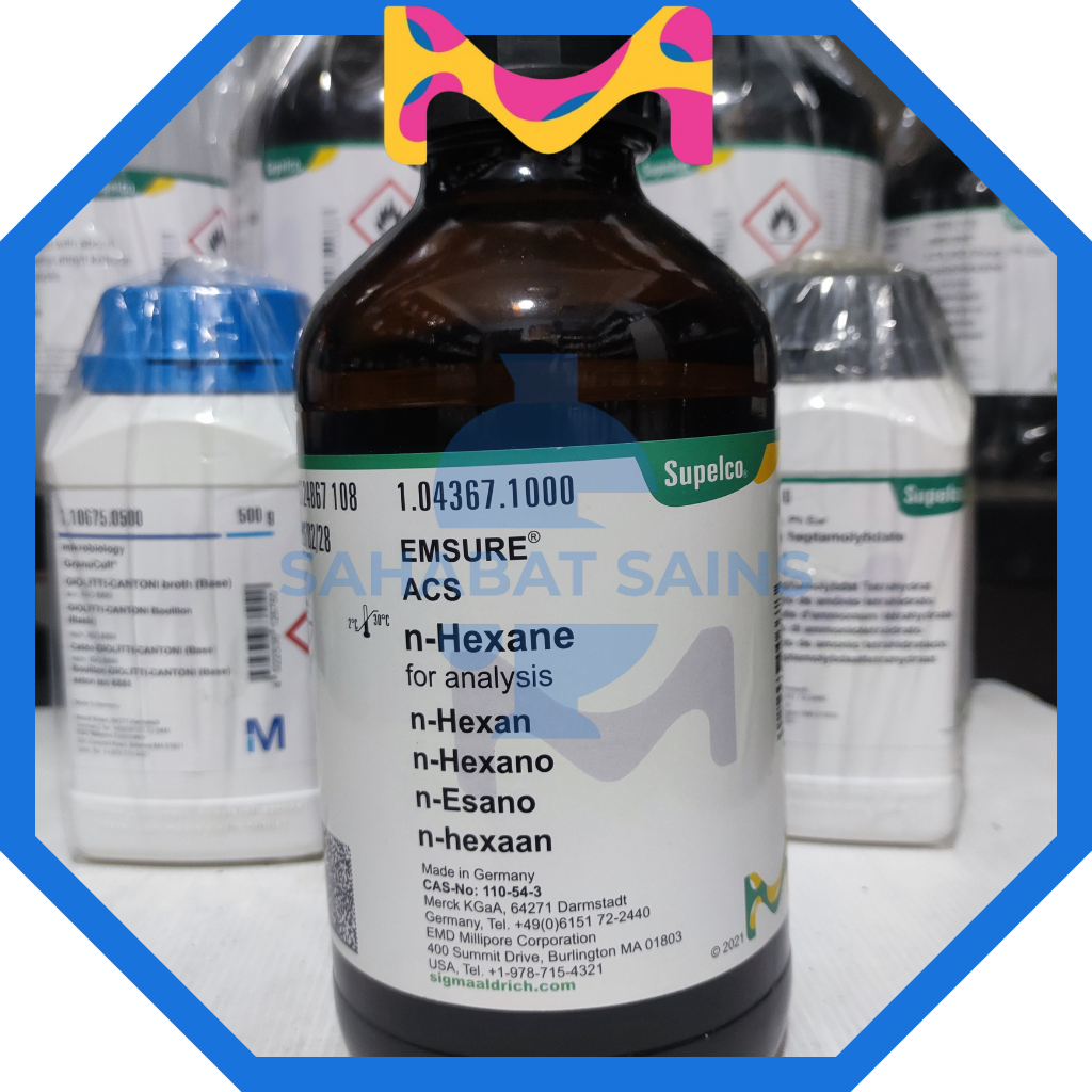 N-Hexane 1 Liter / Hexane / Heksana Pro Analis 104367 Original