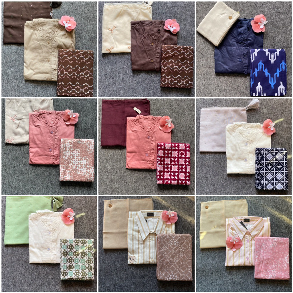 SETELAN BAJU SANTRI WANITA 3in1  ( baju + kerudung + sarung batik) NYAMAN DAN SOPAN