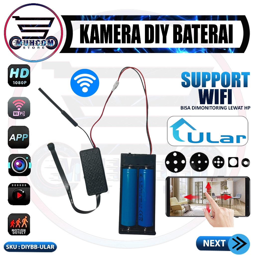 MuhcomStore Spy Camera DIY Module WiFi 1080P Include Baterai Kamera CCTV Hidden Wireless Pengintai S