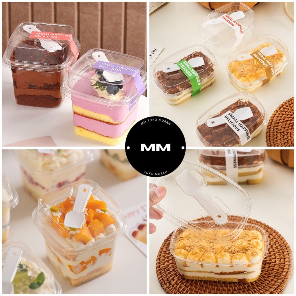 10pcs KOREAN dessert box  + SENDOK cup kotak box dessert cake tiramisu cup dessert