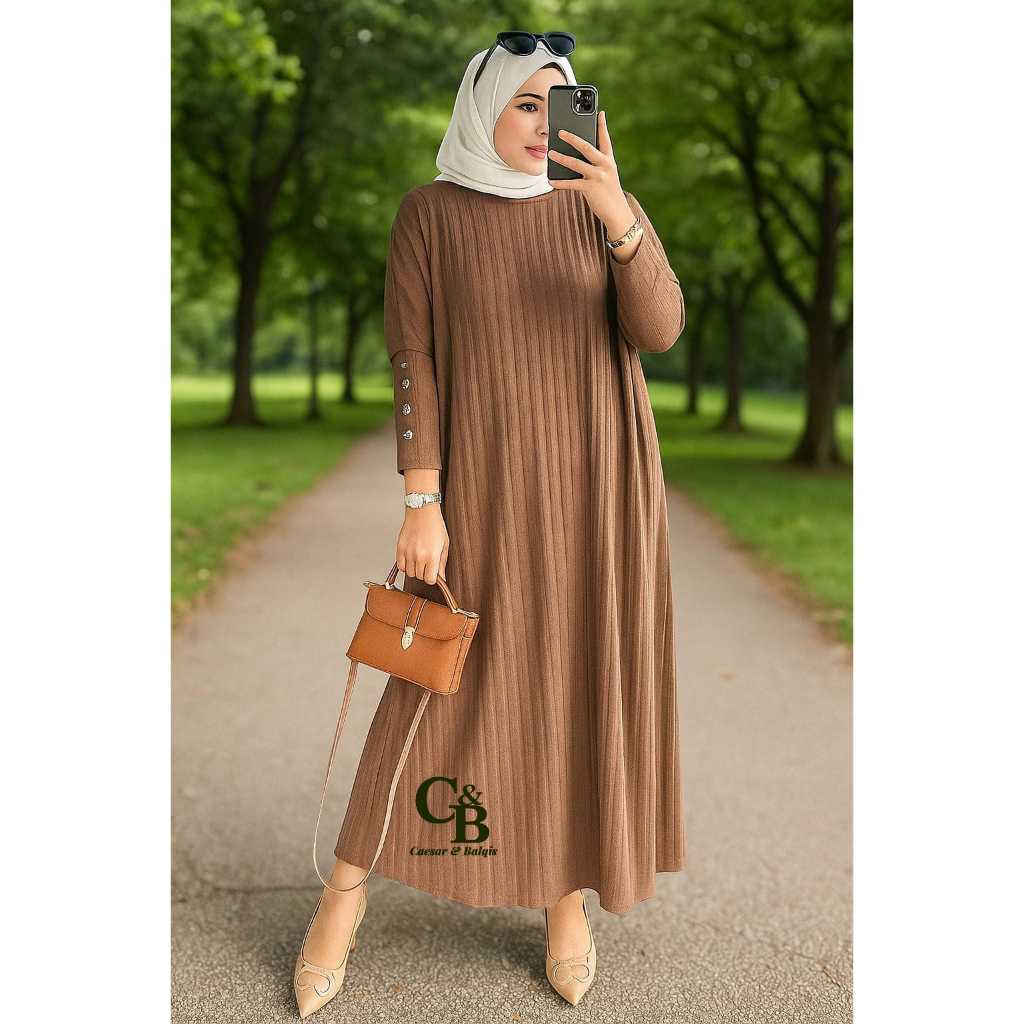LONG TUNIK GAMIS GABY LENGAN KANCING ATASAN WANITA LD 120