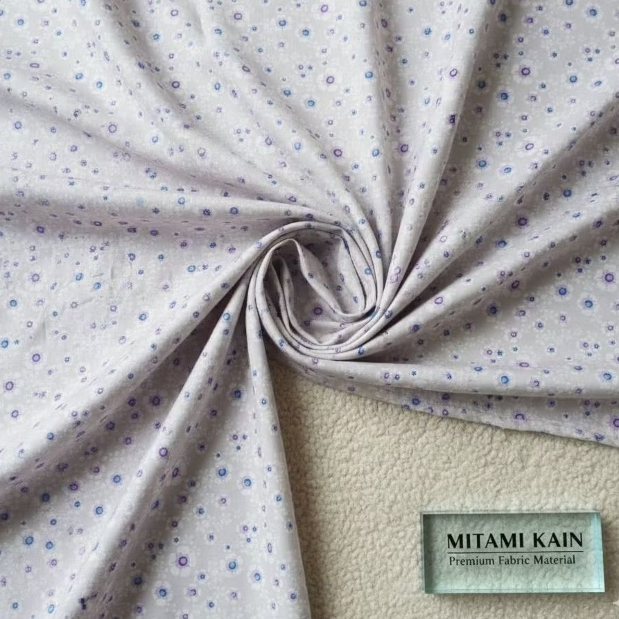 Kain Wolfis Motif Bunga Kecil Ungu Lavender Meteran Wolfis Monalisa Premium Pola Floral Bahan Gamis 