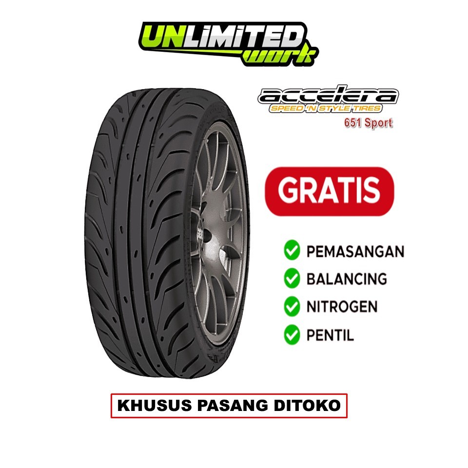 Ban Mobil 225 45 R15 Semi Slick Merk ACCELERA 651 SPORT TW 200 Ring 15 - TOKO BAN TANGERANG