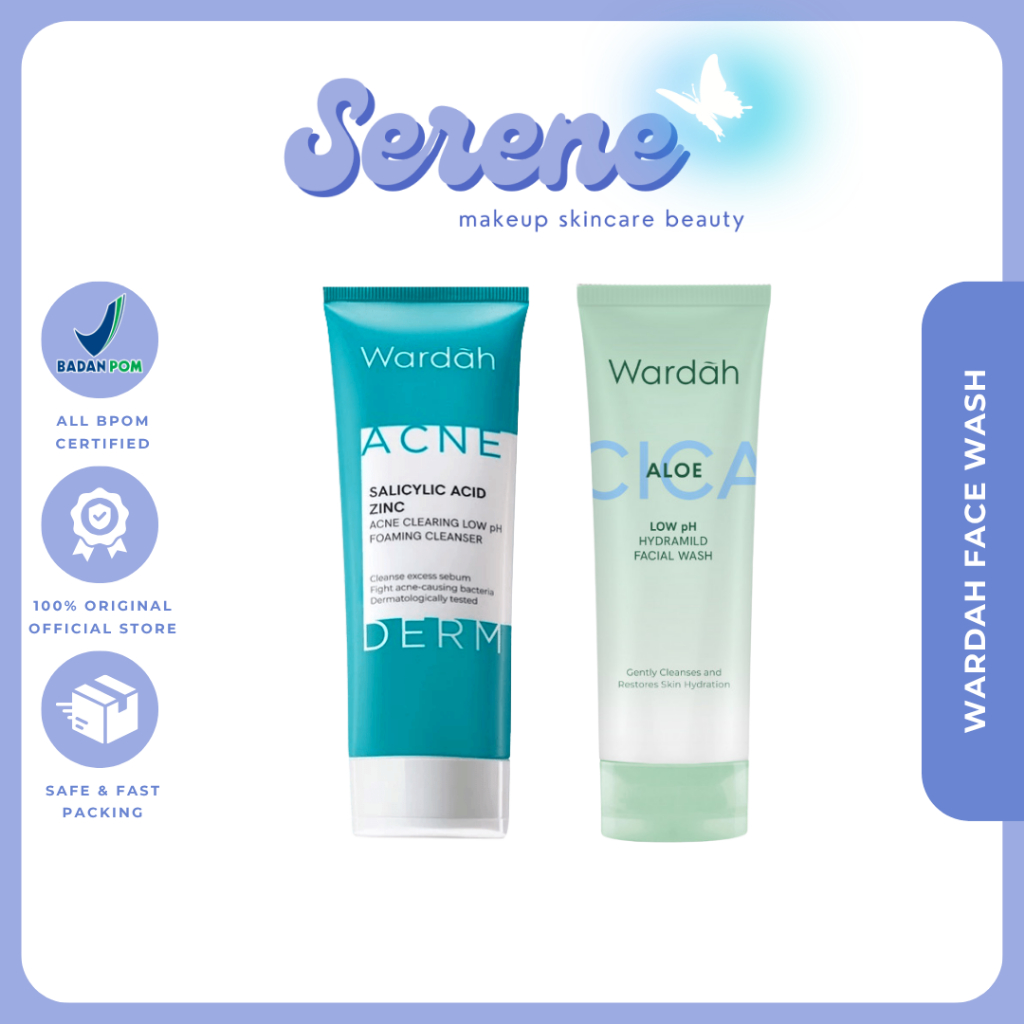 Wardah Acnederm &  Cica + Aloe Low pH Acne Foaming Cleanser | Facial Wash Sabun Cuci Muka